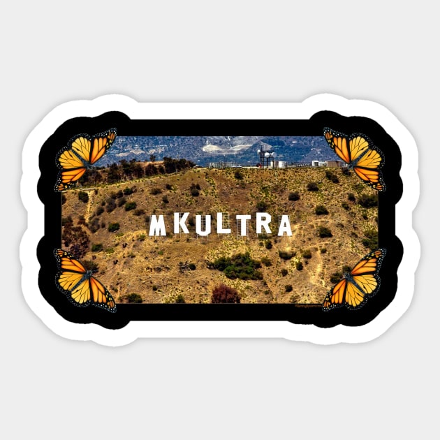 MKULTRA - Hollywood Sign - Monarch Butterflies Sticker by RainingSpiders